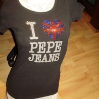 Pepe Jeans Shirt schwarz Glitzer S
