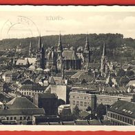 Bad Aachen Blick auf die Stadt mit Dom und Rathaus gel.1962 (1193)