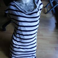 Tommy Hilfiger Kleid beige Streifen blau Wasserfall M L passend