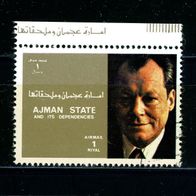 VAE Emirate Ajman State Willy Brandt Bundeskanzler Deutschland 1973 Oberrand gestempe