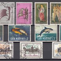 01) San Marino - 13 gestempelte Briefmarken aus den Jahren 1963-1972 - siehe Scan