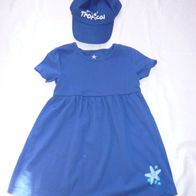 NEU Lupilu 2 tlg. Set Sommerkleid Kleid Kappe Sonnen Mütze blau 116/122