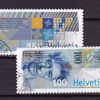 Schweiz MiNr. 1999-2000 Nationalbank komplett gestempelt M€ 3,00 #G321e