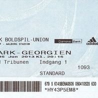 Ticket Dänemark vs Georgien 5.6.2013 DBU SPP Aalborg Georgia Danmark Denmark