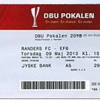 Ticket Randers FC - Esbjerg FB 9.5.2013 Eintrittskarte Freja Dänemark Danmark