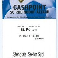 Ticket SC Rheindorf Altach - SKN St. Pölten 14.10.2011 Eintrittskarte SCR VSE FCN