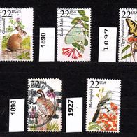 K707 USA-Vereinigte Staaten Mi. Nr. 1887 + 1890 + 1897 + 1898 + 1927 Fauna o