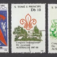 2) São Tomé und Príncipe 1988 - MiNr. 1068-1070 - Weltpfadfindertreffen in Australien