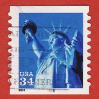 USA 2001 Mi.3399 Rollenmarke mit Plattennummer 6666 gest.