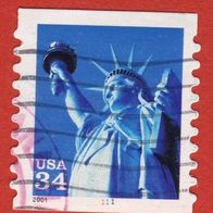 USA 2001 Mi.3399 Rollenmarke mit Plattennummer 1111 gest.