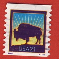 USA 2001 Mi.3437 Bison Rollenmarke mit Plattennummer V.1111