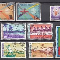 4) Togo - 9 gestempelte Briefmarken aus den Jahren 1962-1974 - siehe Scan