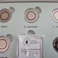 5 x 10 Euro Münzen BRD 2023 "Feuerwehr" A-J, Stgl., Neu und OVP in bel. Kassette