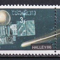 Laos, 1986, Mi. 939, 940, Halley, 2 Briefm., Zusammendruck, gest.