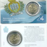 2 Euro San Marino 2024 Coincard " Offizielle Flagge von San Marino "