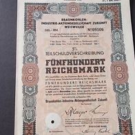 AG Weisweiler Braunkohle Industrie Teilschuldverschreibung 500 RM von 1939