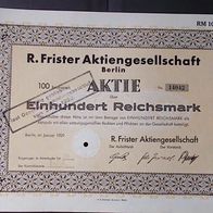 Frister Aktiengesellschaft Aktie zu 100 RM von 1929