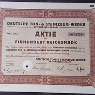 Deutsche Ton & Steinzeug-Werke Aktie 100 RM von 1933