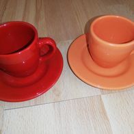 Cappuccino Waechtersbach Kaffee Tasse Set rot & orange (zwei Tassen für einen Preis )