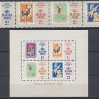 Ungarn 1965 - Mi.2175-2178-A als 4er Streifen + Bl-51-A Postf. * * Lot-Tag der