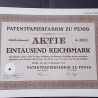 Aktie Patentfabrik zu Penik 1000 RM von 1928