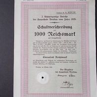 Schuldverschreibung der Hauptstadt Breslau 1000 RM von 1928