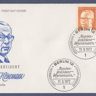 A072) Berlin FDC 1972 - MiNr. 432 - Bundespräsident Dr. Gustav Heinemann
