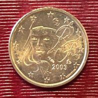 1 Cent Münze Frankreich 2003, Unzirkuliert, frisch aus Originalrolle