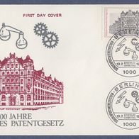 A121) Berlin FDC 1977 - MiNr. 550 - 100 Jahre Deutsches Patentgesetz