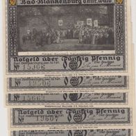 Bad-Blankenburg Harz Notgeld-5x50-Pfennige vom 23-07-1921 5Scheine