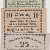 Barby-Notgeld 5-10-25 Pfennige 1920 3Scheine