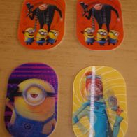 4 Rewe-Minions-Sammelkarten 2x Grus Team, Tanzender Carl und Lucy, NEU