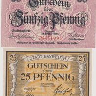 Bayreuth-Notgeld 50-Pfennig vom-22-08-1918-und-25-Pfennig-vom-01-10-1920