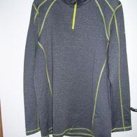 Crivit Skipulli Skishirt Ski Sweater Herren Gr. L Grau Neongelbe Nähte Zipper Rolli