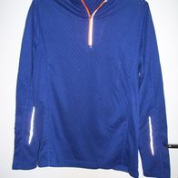 Shamp Sportshirt Laufshirt Sweater Herren Gr. L Blau Reflektor Zipper Rolli