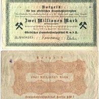 Berlin-ostelbischer Braunkohlebergbau 2-Millionen Mark gebrauchte Erhaltung 1923