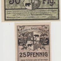 Berncastel-Notgeld 25-50-Pfennige vom 01-12-1920 2Scheine