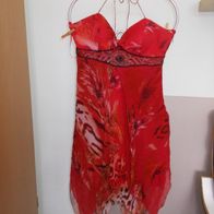 überwiegend rotes Kleid mit Perlen besetzt, Seide, Gr. 40 von Sixth Sense