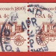 USA 1982 Mi.1597.I Postkutsche Paar sauber gestempelt