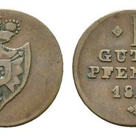 Schaumburg-Lippe 1 Guter Pfennig 1826 Wappen, vz
