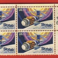 USA 1974 Mi.1136 Skylab 4er Block mit Zip Anhänsel