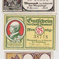 Bismarck-Notgeld-Altmark 10-25-50-Pfennig vom 18-03-1921, 14-09-1921 und 20-07-1921