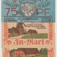 Bordelum-Notgeld Friesland 50-75-Pfennige-und-1-Mark-bis-31-03-1922 3Scheine