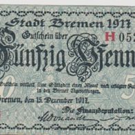 Bremen-Notgeld 50-Pfennige vom 15-12-1917 WZ. Z-Muster