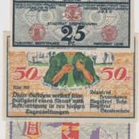 Bremerhaven-Lehe-Notgeld 25-25-50 Pfennige-vom-Mai-1921 3Scheine