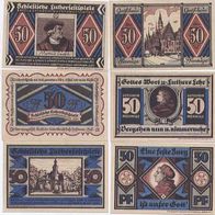 Breslau-Notgeld 1921-Lutherfestspiele 3x50-Pfennige 3Scheine