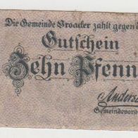 Broacker-Notgeld Schleswig 10-Pfennig 1918-gut-erhalten selten