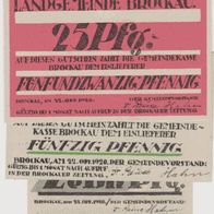 Brockau-Notgeld 10-25-50-Pfennig vom 22-10-1920 3Scheine