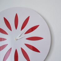 moderne Design-Wanduhr mit Blumen-Dekor, weiß - 40cm Ø