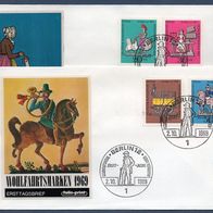 F39) Berlin FDC 1969 - MiNr. 348-351 - Für die Wohlfahrt - 2 FDC
